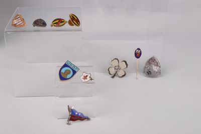 de nombreuses épingles exposées sur une surface blanche