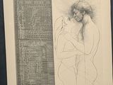 un dessin représentant un homme et une femme qui s'étreignent