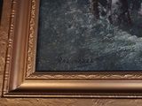 a picture of a painting of a group of horses in the water