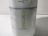 a white container with a label on it sitting on a table
