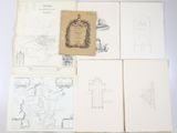 plusieurs dessins représentant différents types de bâtiments, réalisés sur un fond blanc