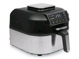 an air fryer with a digital clock on top of it