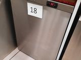 a stainless steel dishwasher with a number on it in a kitchen