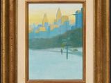 a painting of a painting of a cityscape in a gold frame