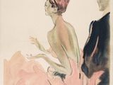 une image représentant l'affiche d'un festival de cinéma, sur laquelle figurent une femme en robe rose et un homme en smoking