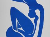 an image of a blue silhouette of a woman on a white background