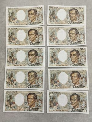 Lot de 10 billets de 200 francs Montesquieu 1985 B.037. - Photo 1