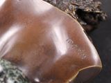 a bronze sculpture of a frog sitting on a rock