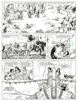 une page d'une bande dessinée représentant un homme sur un bateau dans l'eau