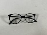 black glasses with clear lenses on a white surface