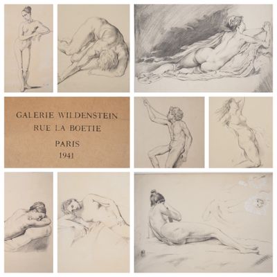 plusieurs dessins de nus et d'autres nus sont présentés dans un collage