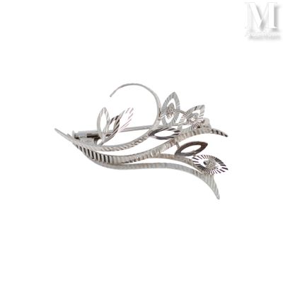 Broche feuillage Broche en or gris 18K (750°/°°) stylisant u… - Photo 1