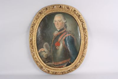 an old painting of a man in a military uniform holding a book