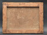 a close up of a picture frame on a table with a black background