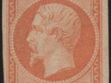 an orange and black stamp with a portrait of a man