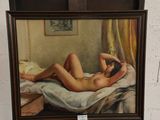 une peinture représentant une femme nue allongée sur un lit