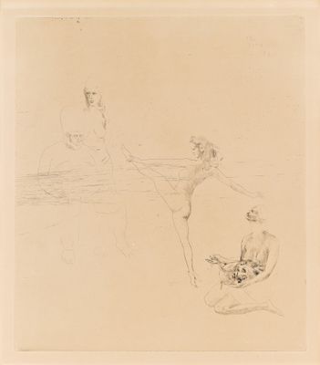 drawing of a man and a woman sitting on a beach