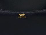 hermes paris black leather handbag with gold hardware