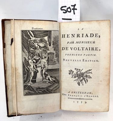 an old book with a picture of a man and a woman on it