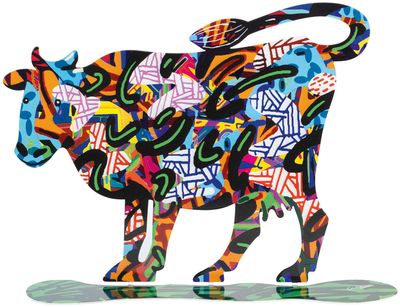 Sculpture sur pied double face "Cow Shalva"