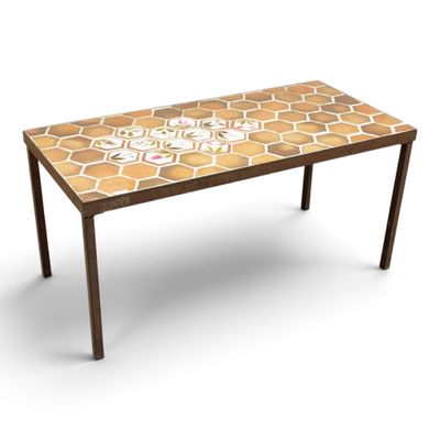 an image of a table with a tile top on it