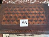 a wooden table with a number on it