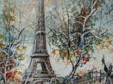 painting of the eiffel tower in paris, france