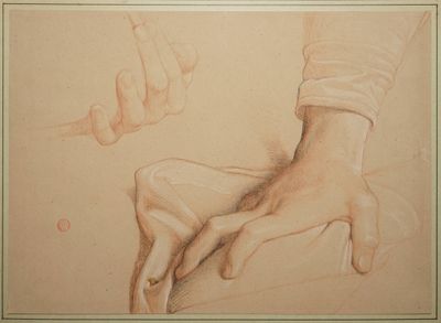 BÉNOUVILLE Léon, 1821-1859, Étude de main droite et drapé - … - Photo 1