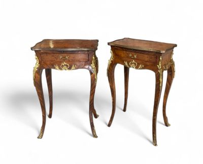 Paire de tables de volantes, toutes faces en marqueterie ouv…