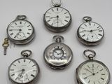 six montres de poche en argent comportant des chiffres romains