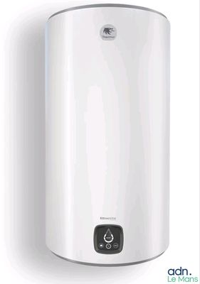 a close up of a water heater on a white background