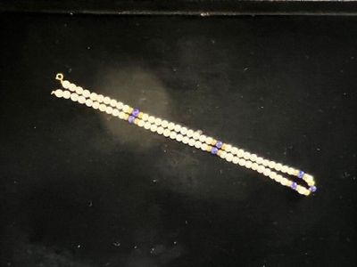 Collier de perles chocker, alterné de perles en lapis lazuli…