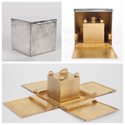 Cave à cigarettes Art en argent et vermeil, couvercle réunis… - Photo 1