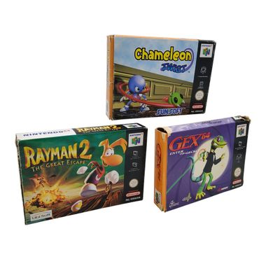 Nintendo - N64 - Lot de 3 jeux : Chameleon Twist, Rayman 2 The great E - Photo 1