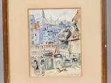 an image of a painting on a easel with a painting on it