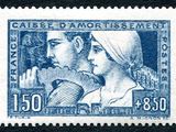 a stamp with a picture of a man and woman on it