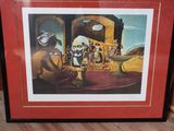 framed picture of a painting of a group of people in a desert setting