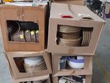 boxes stacked on top of each other in a warehouse