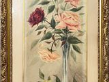a picture of a painting of roses in a vase