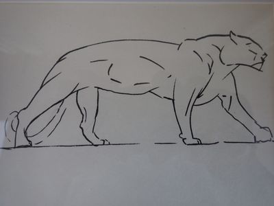 Panthère, Lithographie, 12 x 17cm à vue