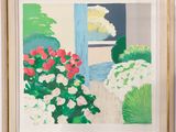 une image représentant un tableau de fleurs devant une fenêtre