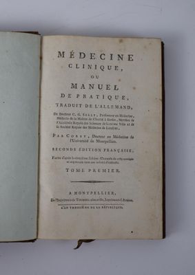 SELLE (Christian Gottlieb). Médecine clinique, ou Manuel pra…