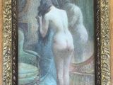 painting of a nude woman standing in front of a mirror