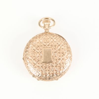 Montre de col en or gravé et émaillé, lunette large, mouveme… - Photo 1