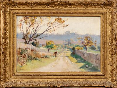 Louis MONTAGNE (1879-1960) : Paysage au promeneur. - Photo 1