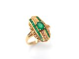 an emerald and diamond ring, by van cleef