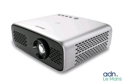 an image of a small projector with a white screen on it
