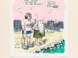 an image of a cartoon of a man and a woman on the beach