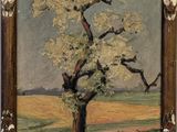 an image of a painting of a tree in a field