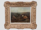 an image of a painting of a landscape with a house in the distance